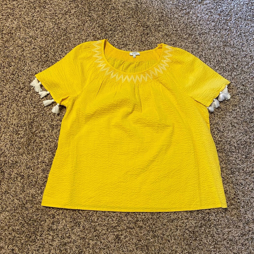 Yellow Crown & Ivy Shirt with Tassles worn once